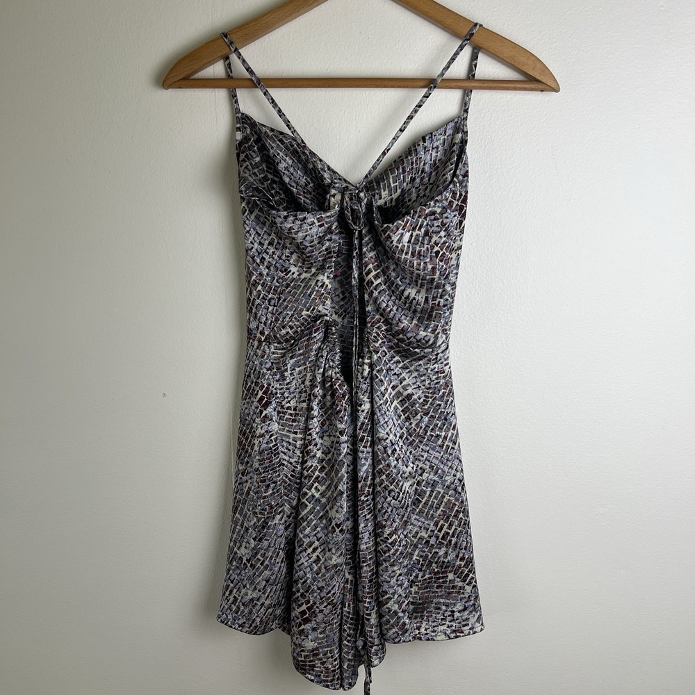 Y2K Cowl Neck Romper Small Snakeskin Open Back Mini Festival Fairy Grunge Summer